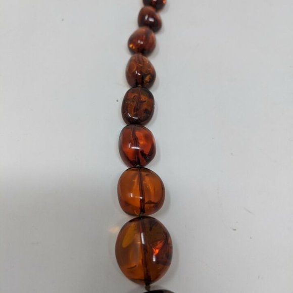 JTYDS Cognac Baltic Amber Beaded Necklace Twist Clasp 28" - Picture 5 of 9